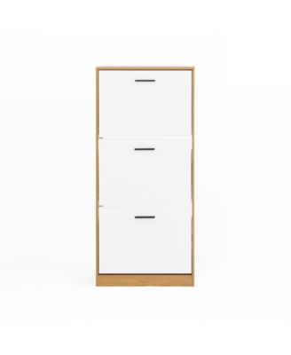 Shoe Storage Cabinet with 3 White Panel Flip Drawers, Freestanding Organizer for Entryway, Narrow Shoe Rack Cabinet