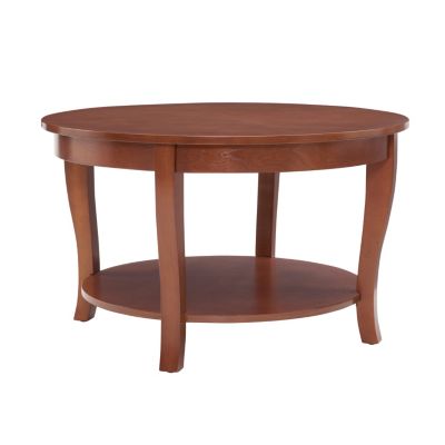 Classic Round Coffee Table with Open Shelf, 30"x30"x18", for Small Spaces
