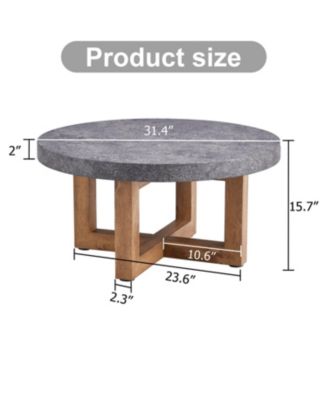 Streamdale Modern Gray Textured MDF Coffee Table, 31.4" Round