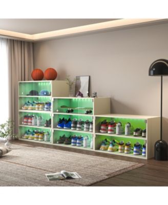 Off white LED light shoe box three layers with glass doors
