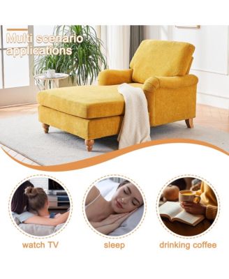 Streamdale Modern Mid-Century Indoor Oversized Chaise Lounger Comfort Sleeper Sofa with Soild Wood Legs