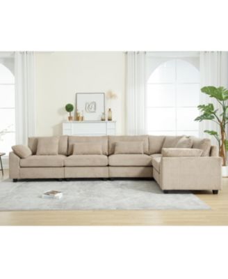 Streamdale Corduroy Modular Sofa, 5-Seat, Brown