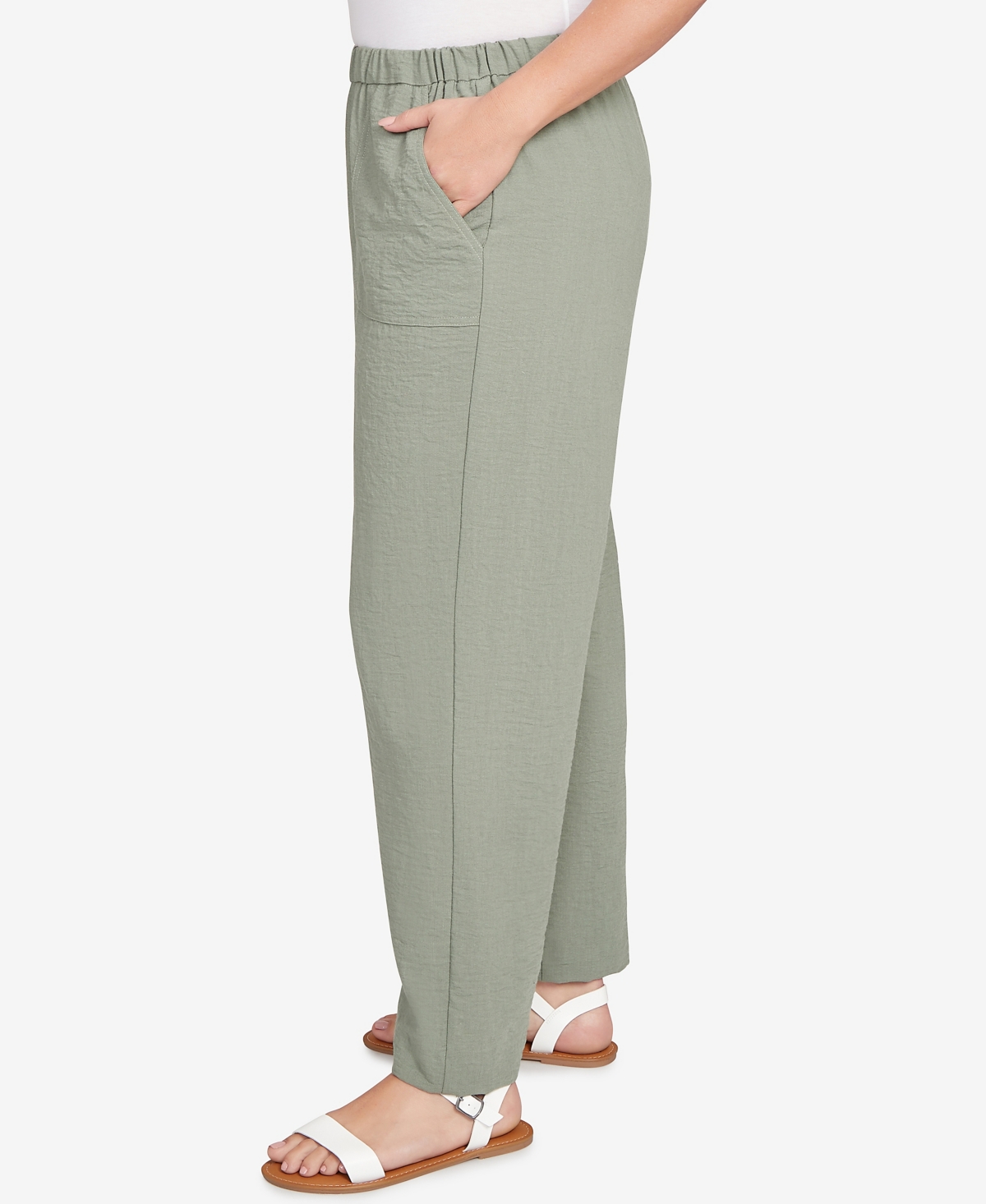 Alfred Dunner Plus Size Patch Pocket Elastic Waist Pants In Green