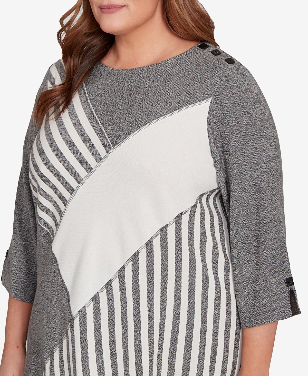 Alfred Dunner Plus Size Diagonal Stripe Top