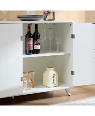 Streamdale Ivory White 4-Door Sideboard Buffet with Removable Shelves