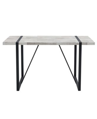 Streamdale Retro Rectangular Dining Table - Textured Gray Top, Black Metal Legs