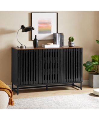 Modern 3-Drawer 4-Shelf Dresser with Striped Grille