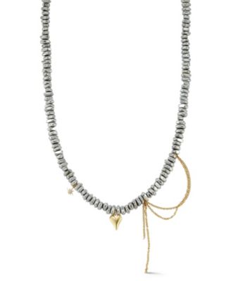 Two Tone Beaded Heart Necklace