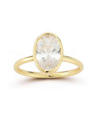 Plated Sterling Oval Cut Solitaire Ring