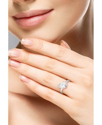 14K Gold Plated Sterling Silver Pear Cut Solitaire Ring