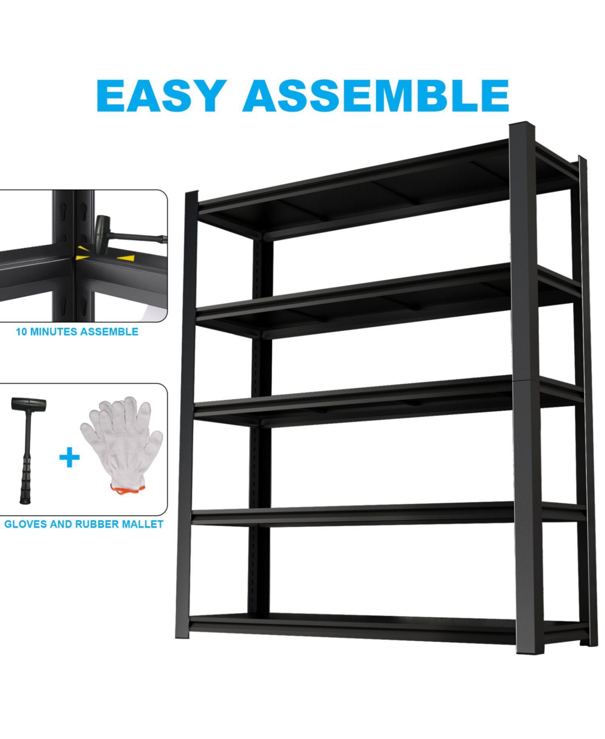 Streamdale Black Metal Shelves with Removable Dividers