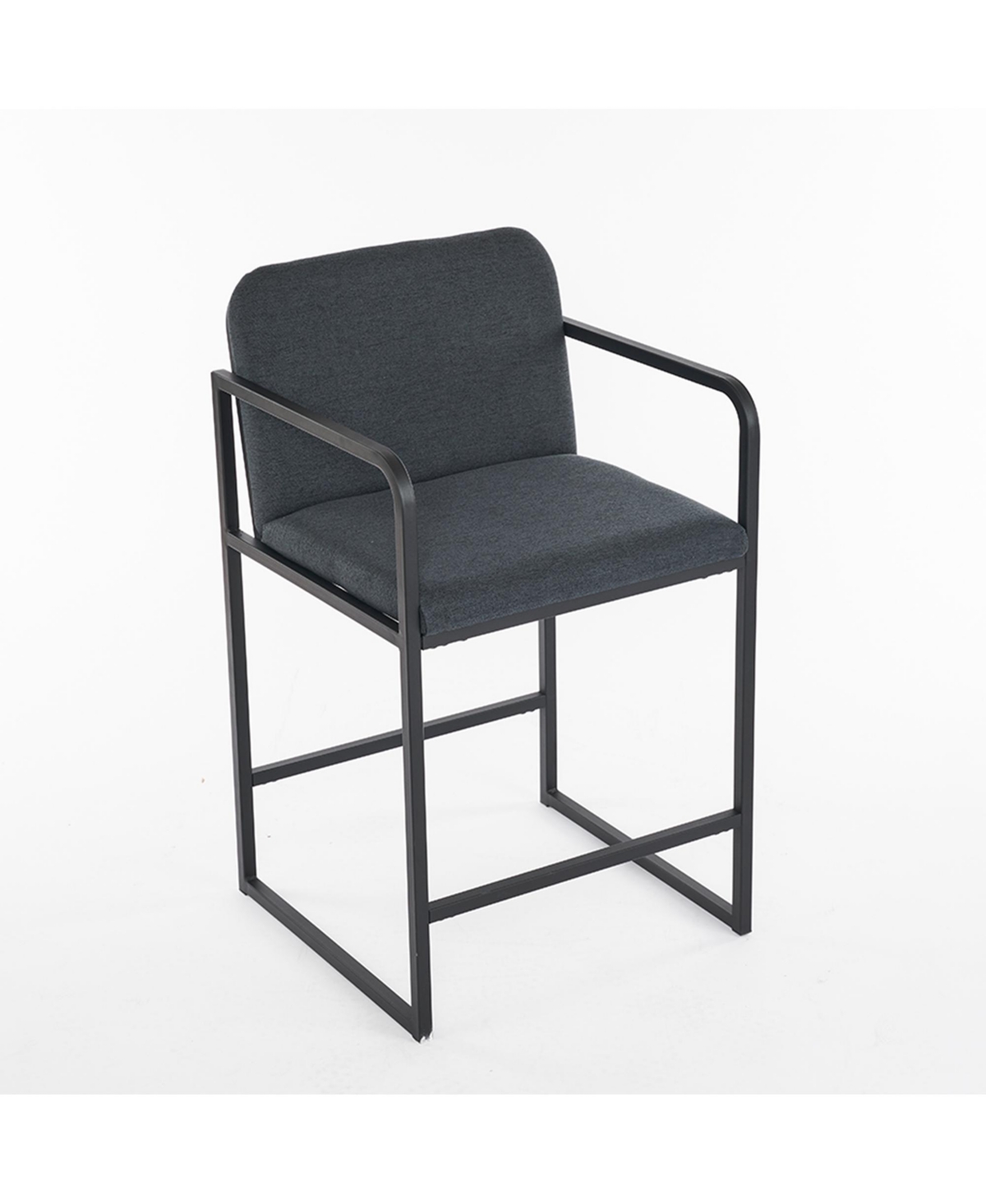 Streamdale Furniture Modern Counter Height Upholstered Bar Stool with Armrests & Metal Frame - Set of 2