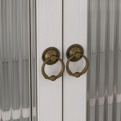 Glass Door Cabinet with 3-Tier Storage & Towel Rack