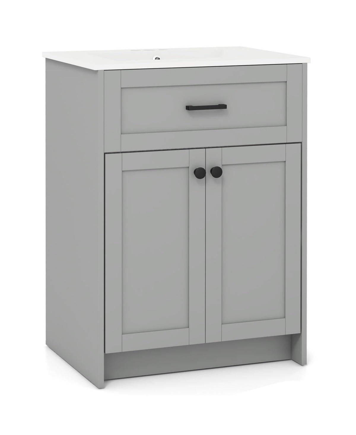 Bathroom Vanity Unit with Basin and 2 Doors - Grey