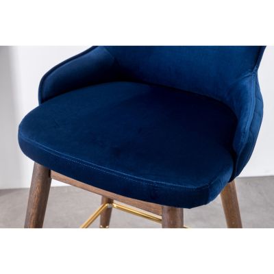 Fabric Upholstered Counter Height Wingback Stools, Set of 2, Blue