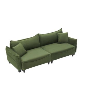 Streamdale Green Corduroy Sofa Bed with Pillows for Living Room