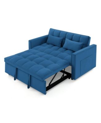 54.33 inch versatile foldable sofa bed in 3 lengths, modern sofa velvet pull-out bed.