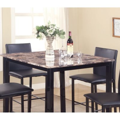 Streamdale Citico Metal Faux Marble Dining Table, Black
