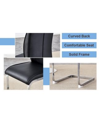 Streamdale Arch Dining Chairs - Black PU, Silver Legs (Set of 6)