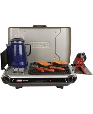 Tabletop Propane Gas Camping 2-in-1 Grill/Stove, 2-Burner