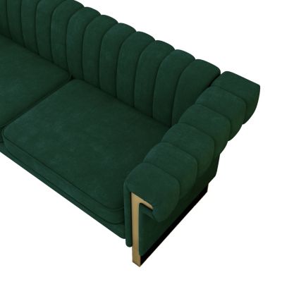 Modern Plush Sofa with Gold Accents Soft, Comfortable, and Stylish
