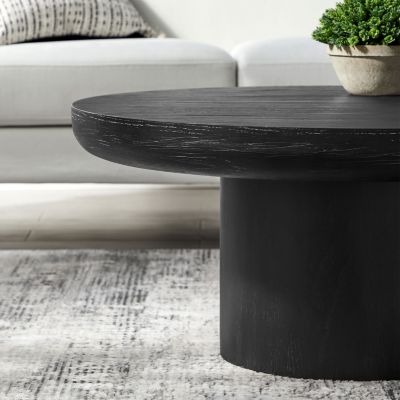 36-Inch Wood Veneer Round Coffee Table