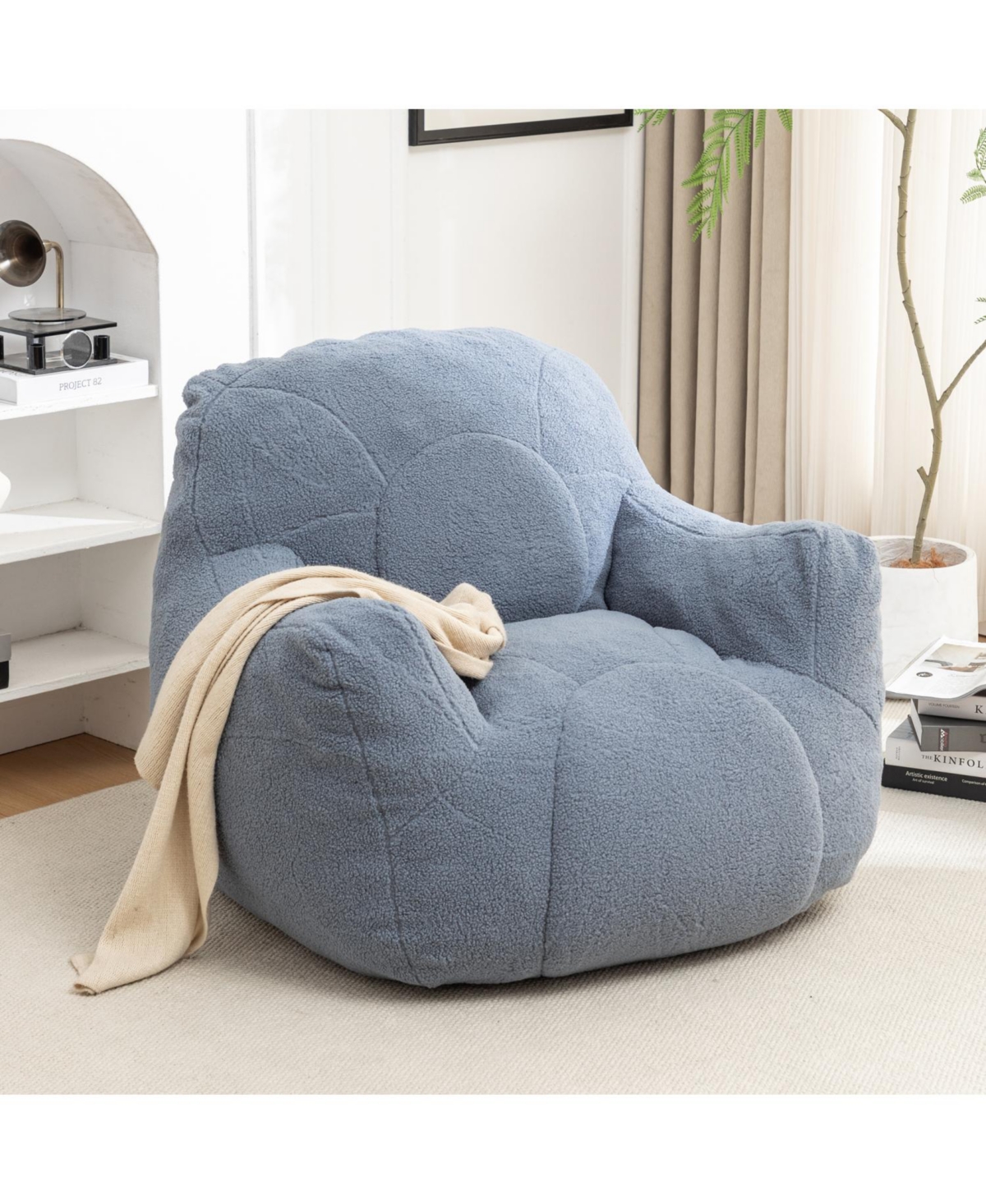Cozy Bean Bag Chair with Memory Foam for Relaxing Spaces - Light blue