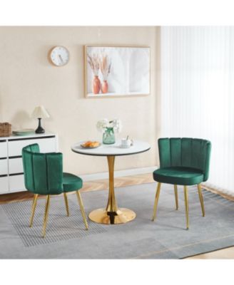 Green Velvet Dining Chair (Set of 2) with Gold Legs