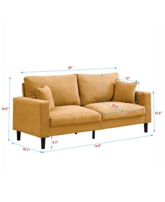 Modern Sofa with High Resilience, Wooden Frame - Orange Comfort