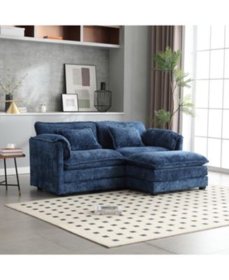 Chenille fabric, removable armrests with side pockets, high density sponge filling, oversized double sofa with footstool