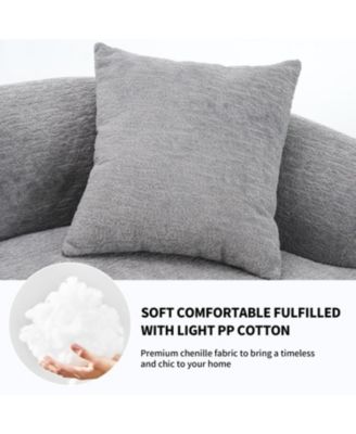 4-Seater Light Gray Sofa with Chenille Fabric and Pillows