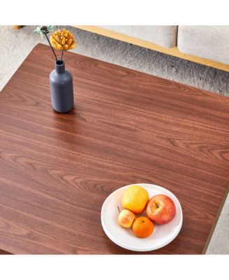  Walnut Square Coffee Table with Tempered Glass Legs