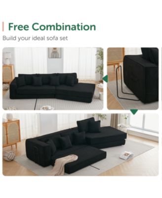 Streamdale  Furniture Set of 1 Lamb Velvet Folding Sleeper Sofa Bed