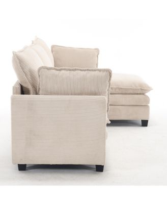 Modular Velvet U-Shaped Sofa with Ottoman & Pillows