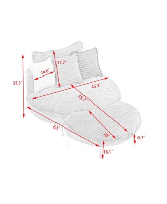 Streamdale Corduroy Sofa Fabric with Pillows, 65