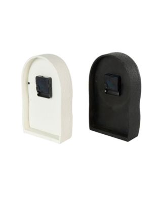 9" Metal Textured Decorative Clock with Gold Accents, Set of 2