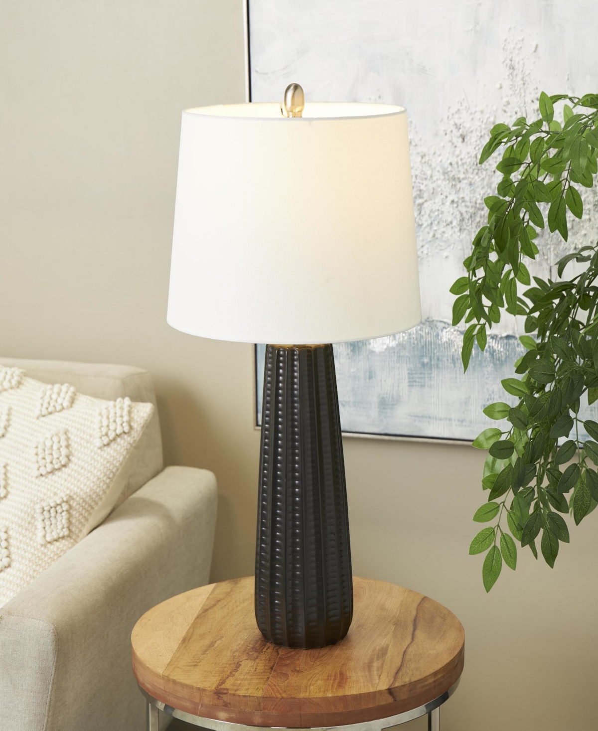 Rosemary Lane 27" Ceramic Ribbed Room Table Lamp