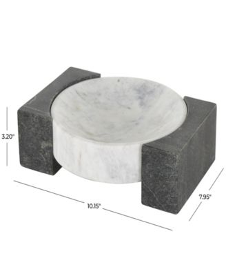 Marble Tray with Black Rectangular Blocks, 10" x 8"
