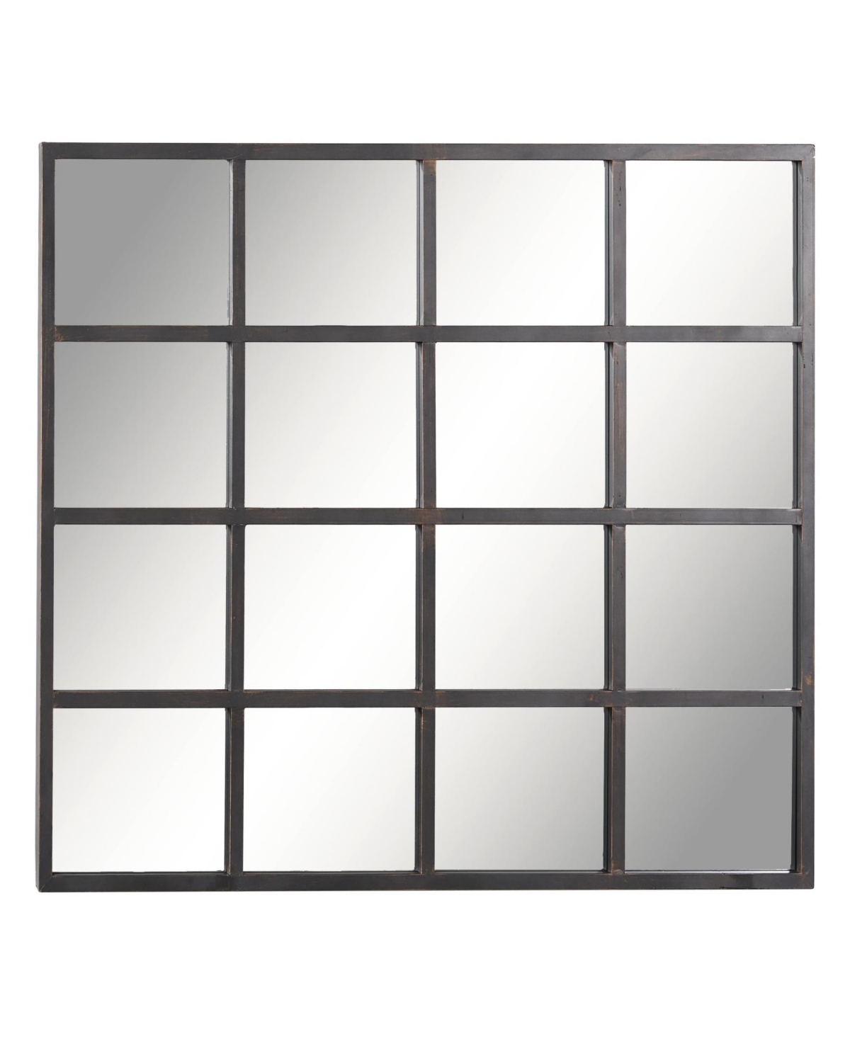 45" Metal Window Pane Inspired Room Wall Mirror - Black