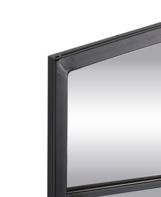 34" Metal Arched Window Pane Inspired Room Wall Mirror with Black Frame