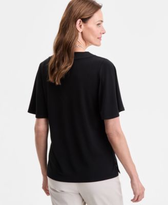 Women's V-Neck Short Sleeve Knit Top, Exclusively at Macy's 