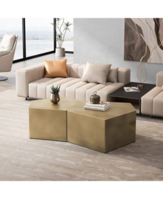 Set of 2 Irregular Pentagon Coffee Table Set