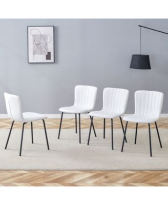 Streamdale Luxury Minimalist Dining Chairs - Set of 4, Black Metal Legs