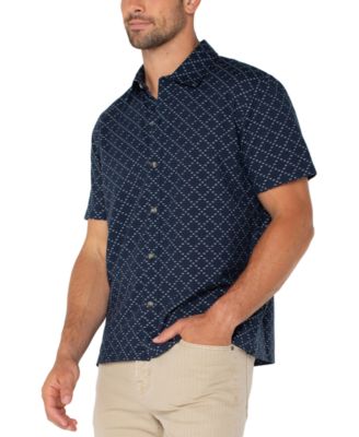 Men's Short Sleeve Diamond Dash Print Button-Front Shirt
