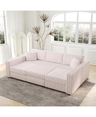 Streamdale U-Shaped 6-Person Sofa with Ottoman, Light Pink, Modular Furniture