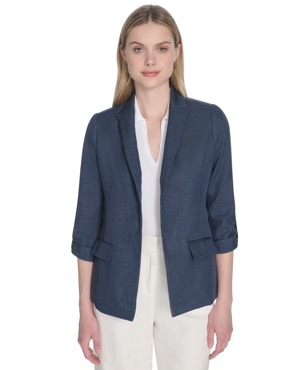 Calvin Klein Petite Faux Denim 3/4-sleeve Jacket