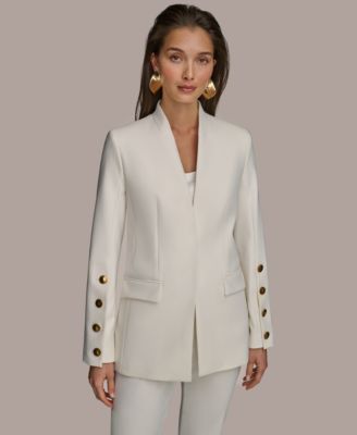 Women's Button Sleeve Blazer, Regular & Petite