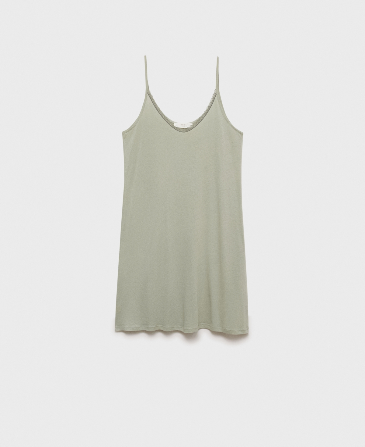 Mango Lace Trim Nightgown In Green