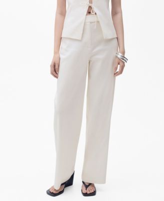 MANGO - Women's Straight Mid-Rise Trousers