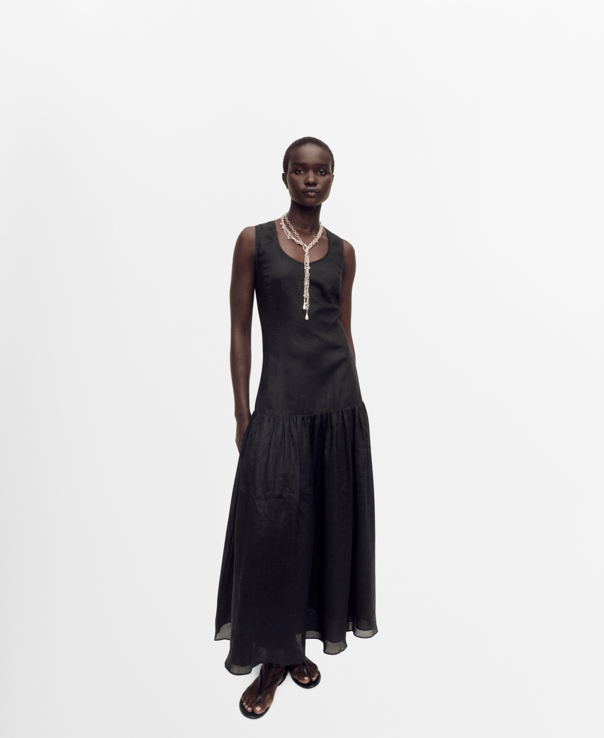 Shop Mango Women's Ruffled Linen-blend Dress